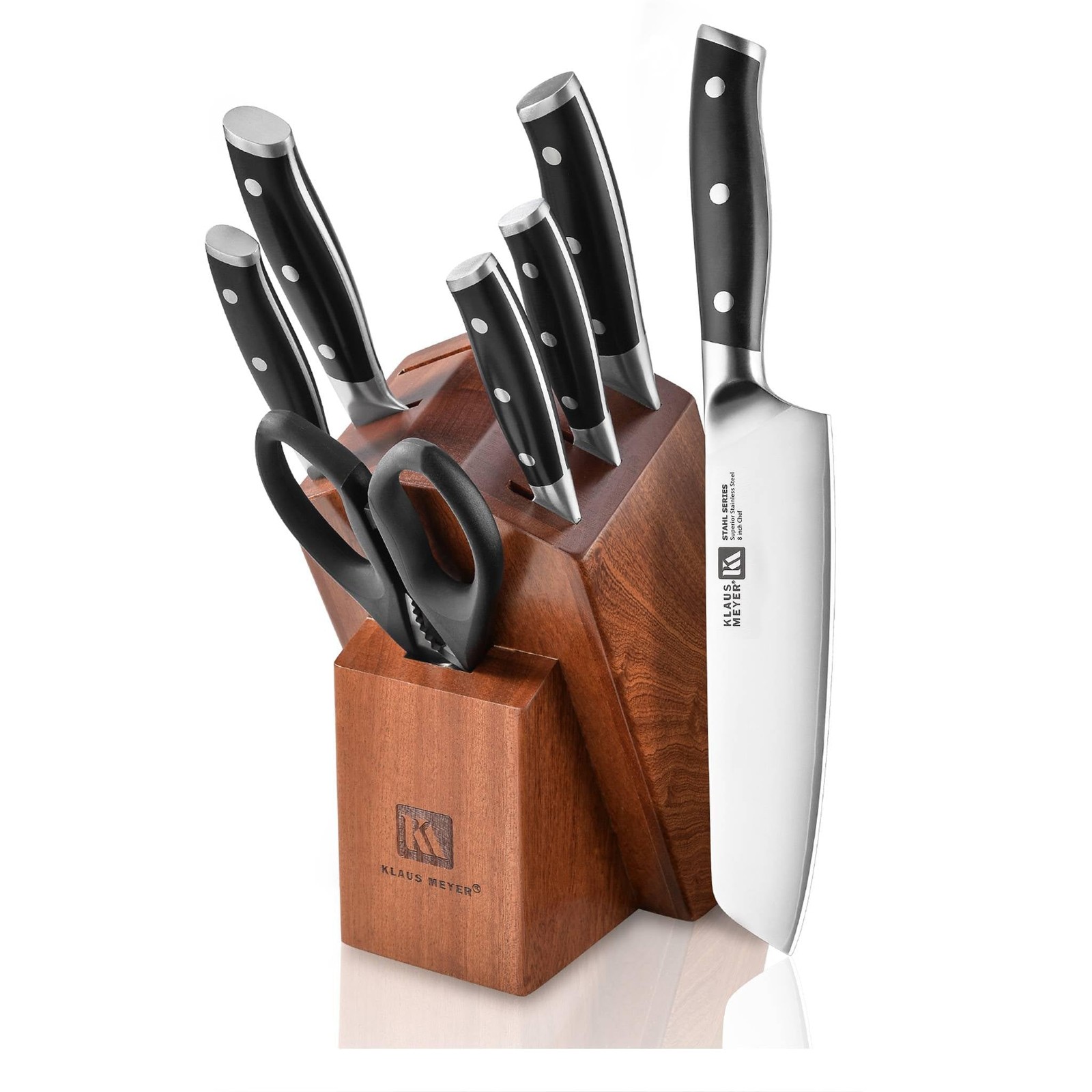 Stahl High Carbon Exclusive German Steel 8 Piece Knife Block Set (Black)