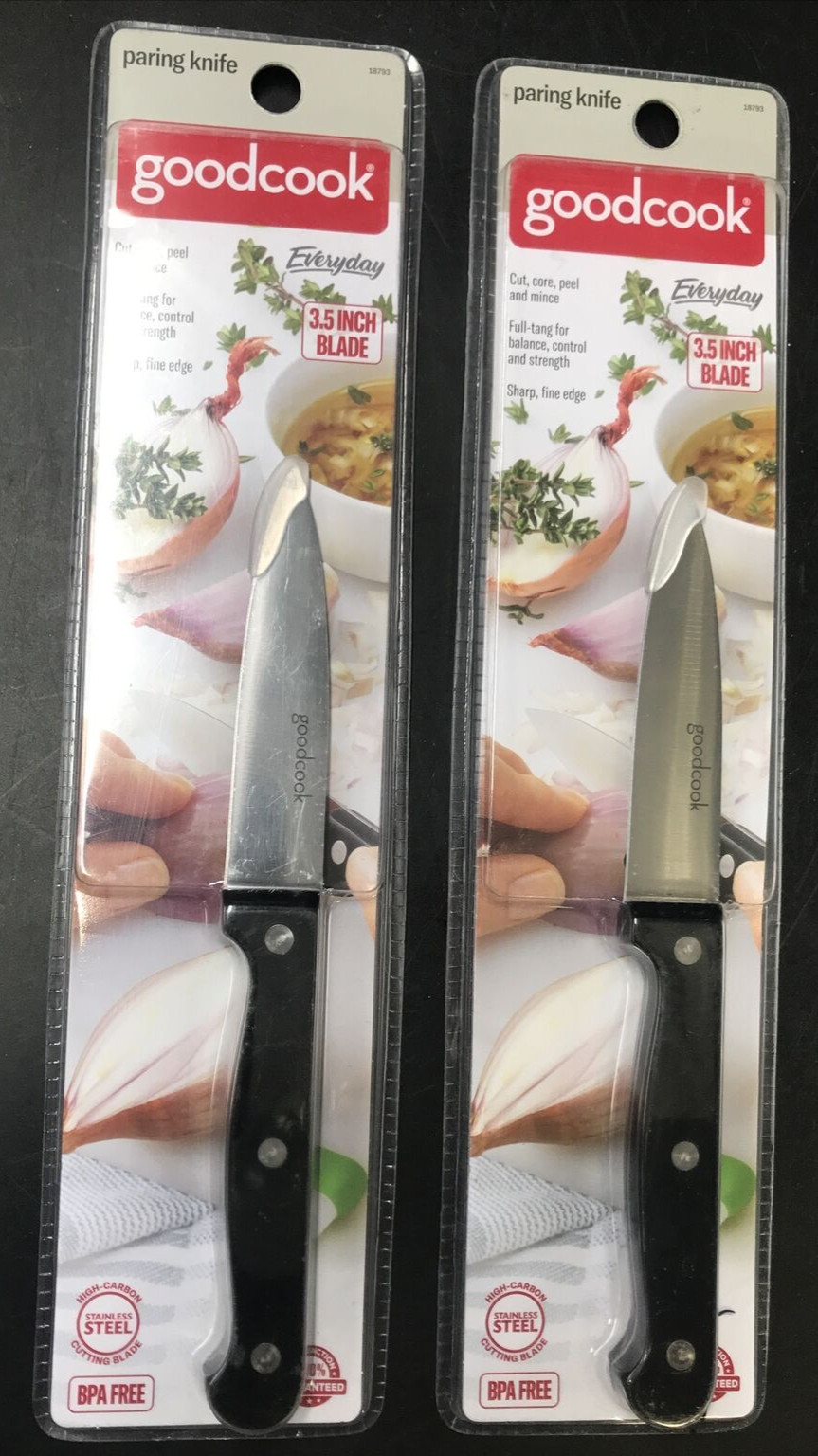 Lot of 2 Paring Knifes GoodCook 3.5-Inch Stainless Steel 3.5″ BPA Free