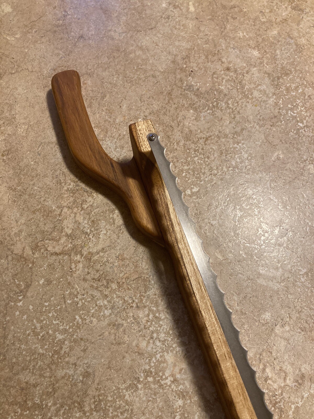 Heirloom Woodcrafts Teak Fiddle Bow Bread Knife