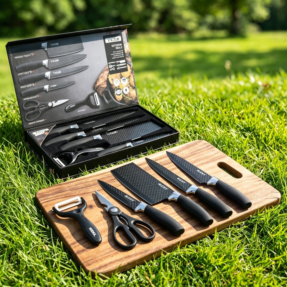 6 PCS Kitchen Knife Set Japanese Damascus Chef Knives Cleaver Set With Gift Box