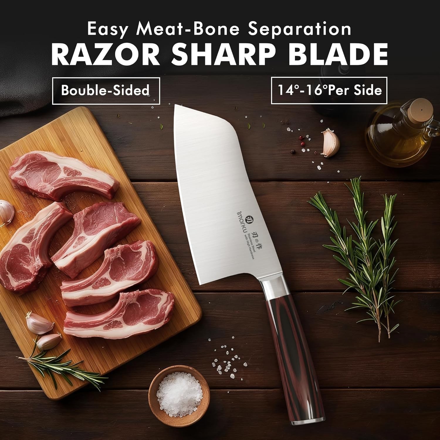 Ultra Sharp 7 Inch Butcher Knife – Japanese Steel & Comfortable Pakkawood Handle