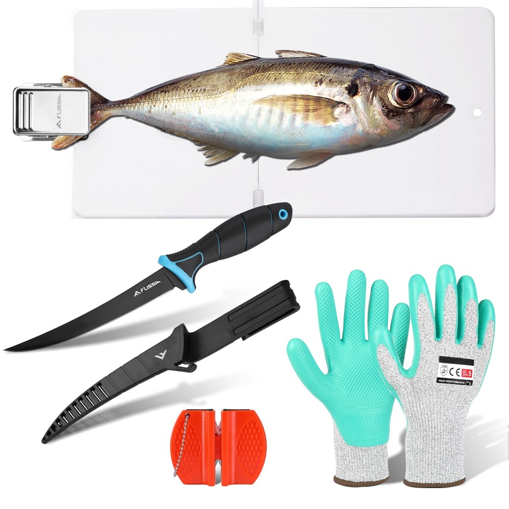 FLISSA 4PC Fish Fillet Set Fillet Knife Foldable Fillet Board Fish Cleaning Kits