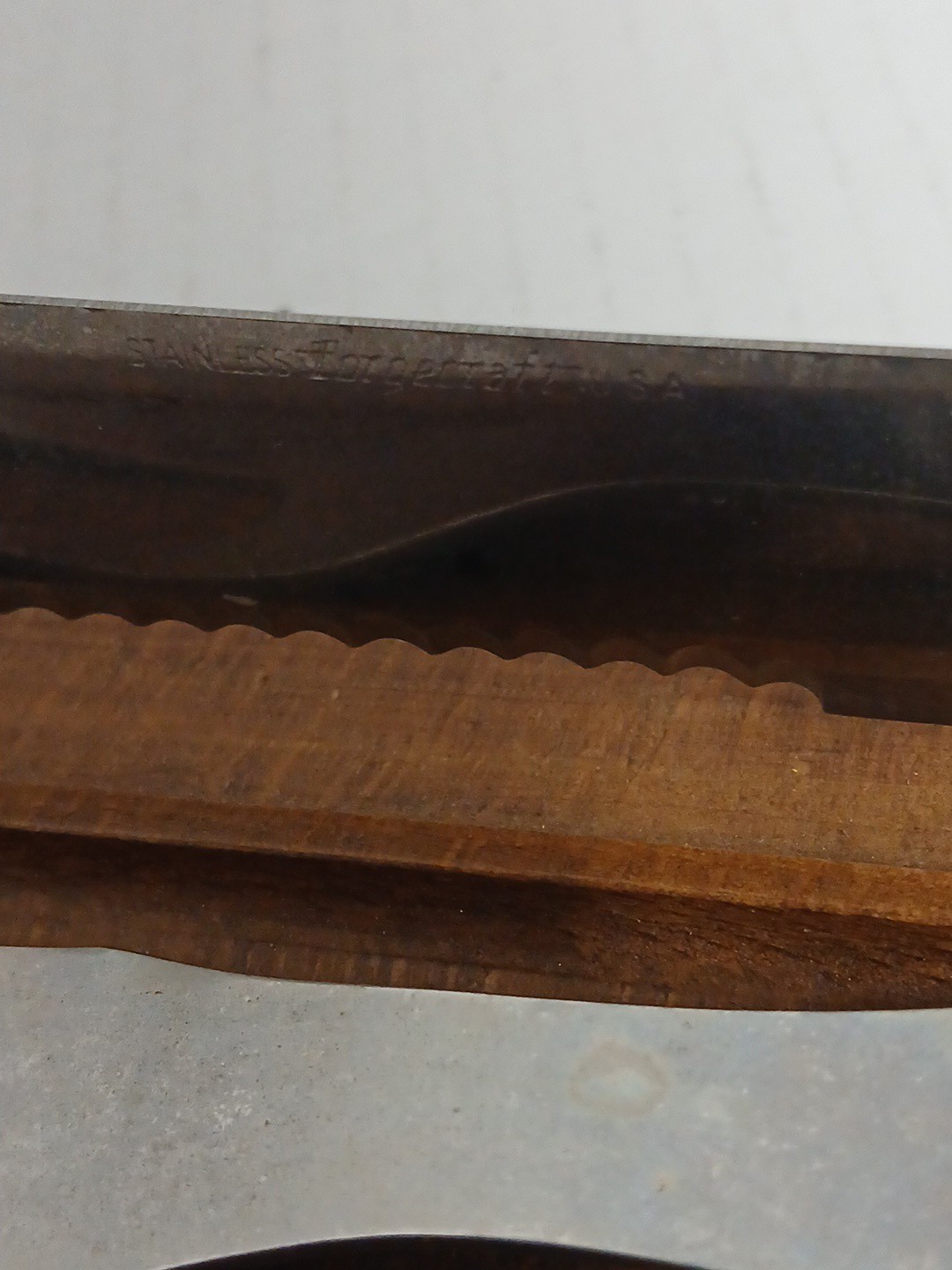 Vintage Forgecraft 2 Pc Carving Knife set & Wood wall mount USA made