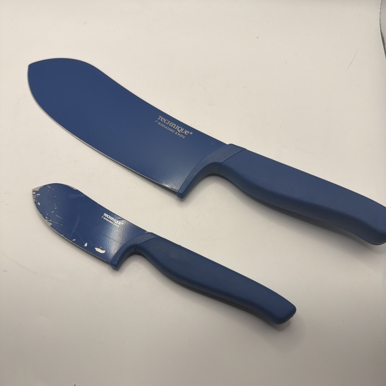 Set Of 2 TECHNIQUE 7” / 3” Blade Stainless Blue Kohaishu Knives