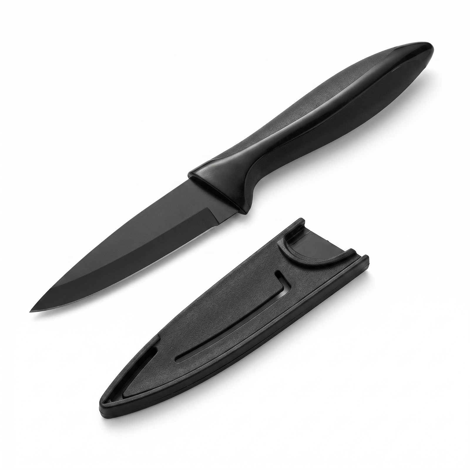 Premium 3″ Black Paring Knife with Sheath Stainless Steel Non-Stick Small Blade
