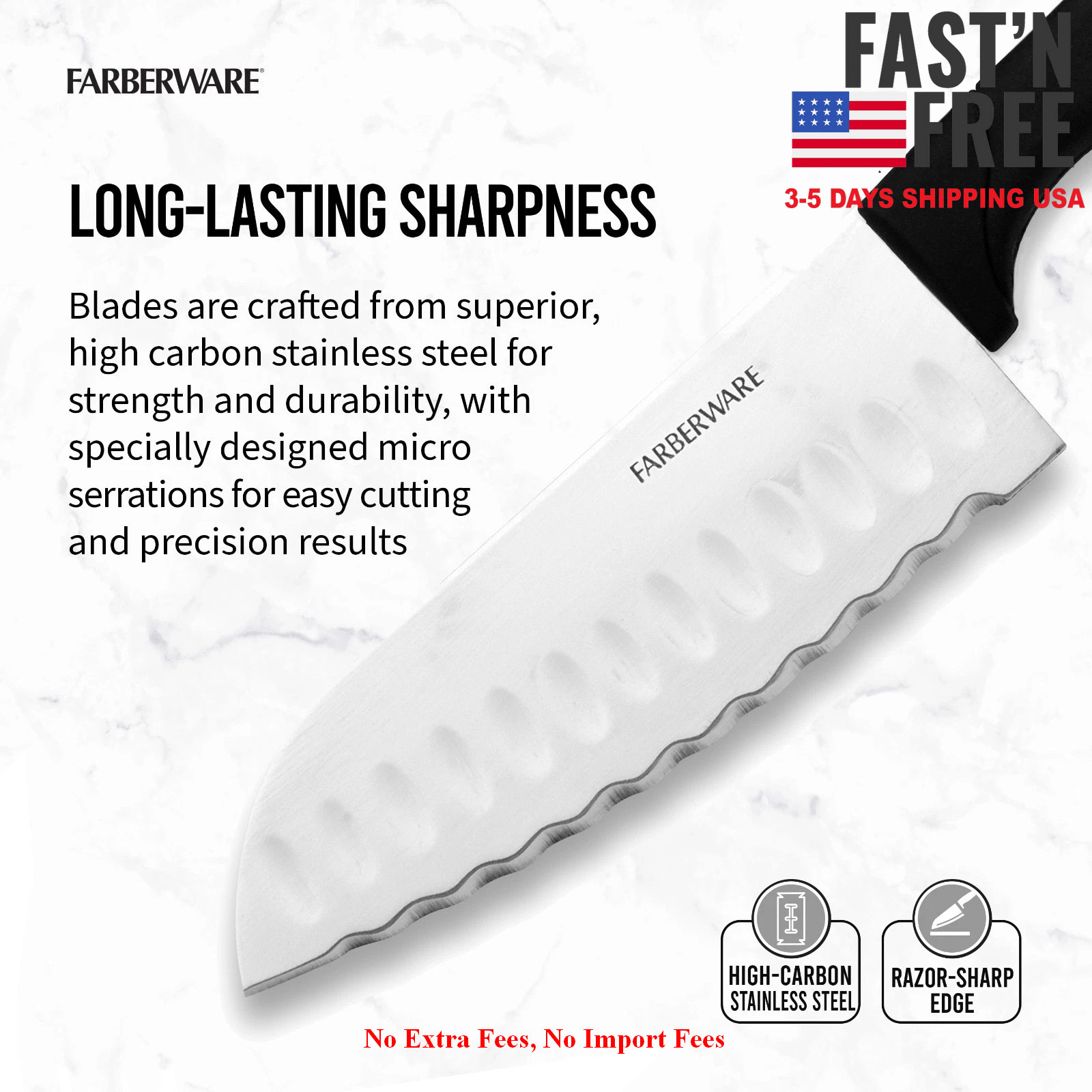 2Pack Farberware 23Pc Cutlery Set Stainless Steel Never Needs Sharpening Black