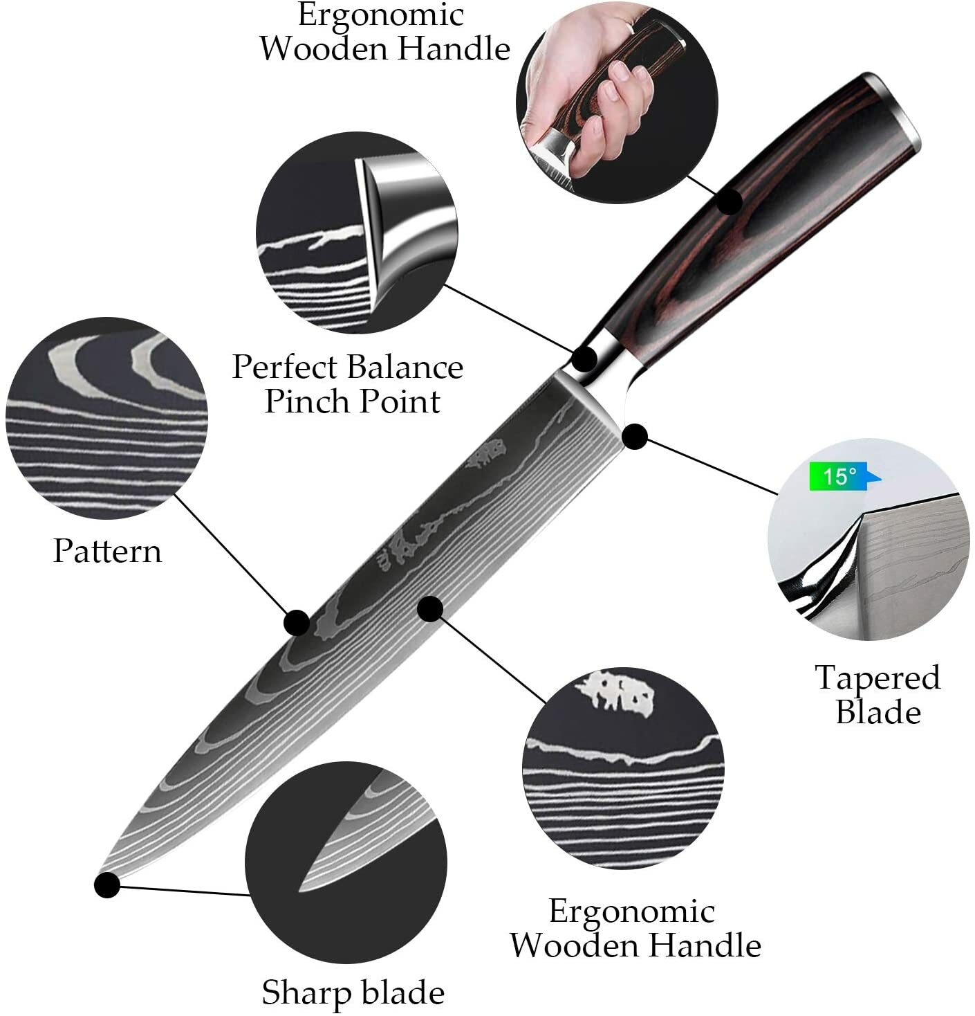 Kitchen Knife Set Steak Knives Sharp Stainless Steel Professional Chef Cutlery