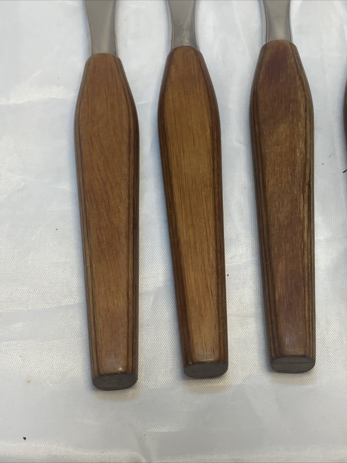 MCM Steak Knives Fleetwood Danish Style Stainless Steel Teak Wood Handle Set 4