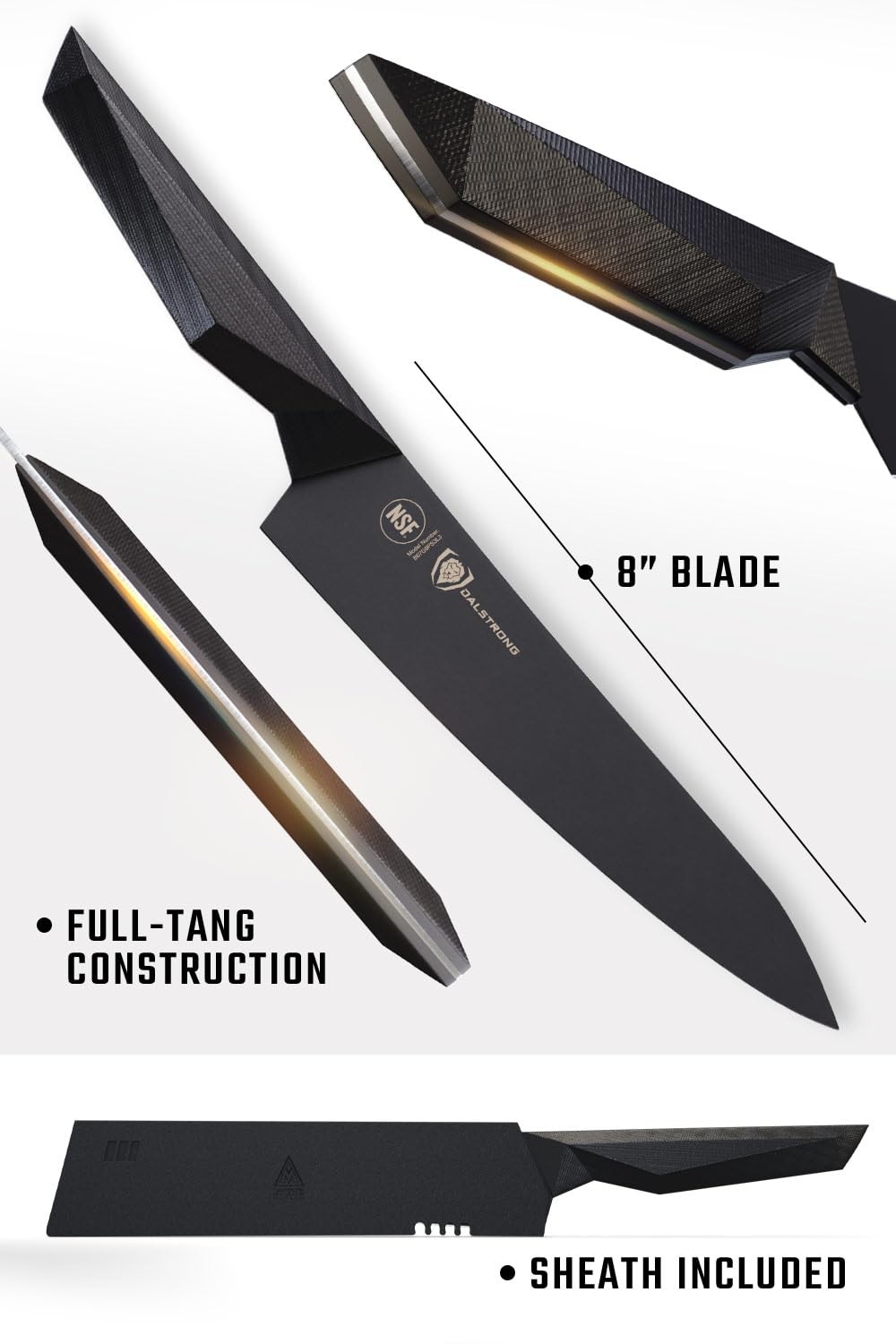 Dalstrong Chef Knife – 8 inch – Shadow Black Series – Black Titanium Nitride