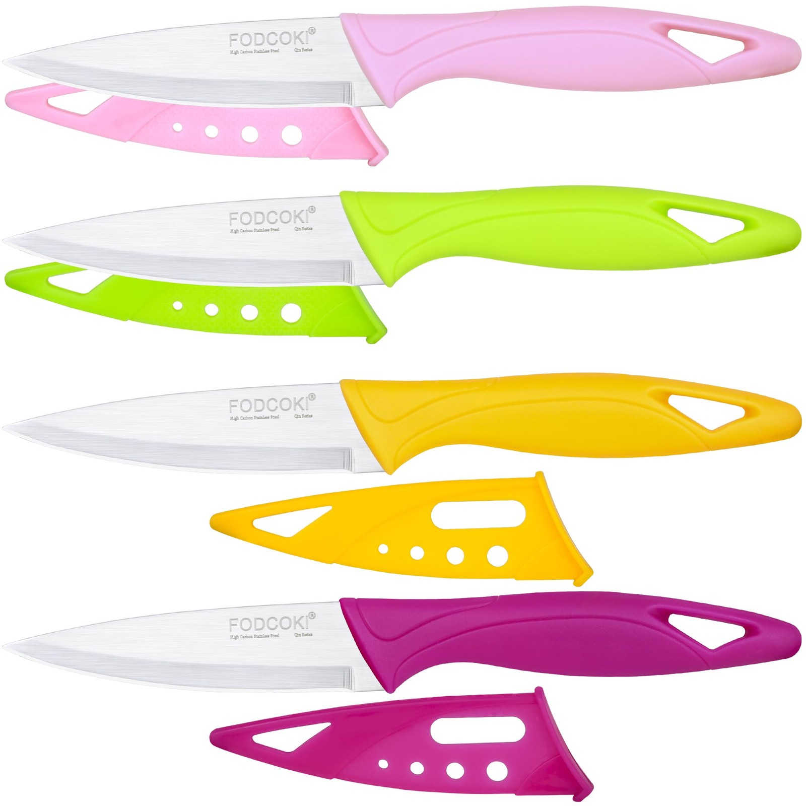 Paring Knife, 4 inch Fruit Paring Knives Set of 4 with Cover Sheath, Small Ki…