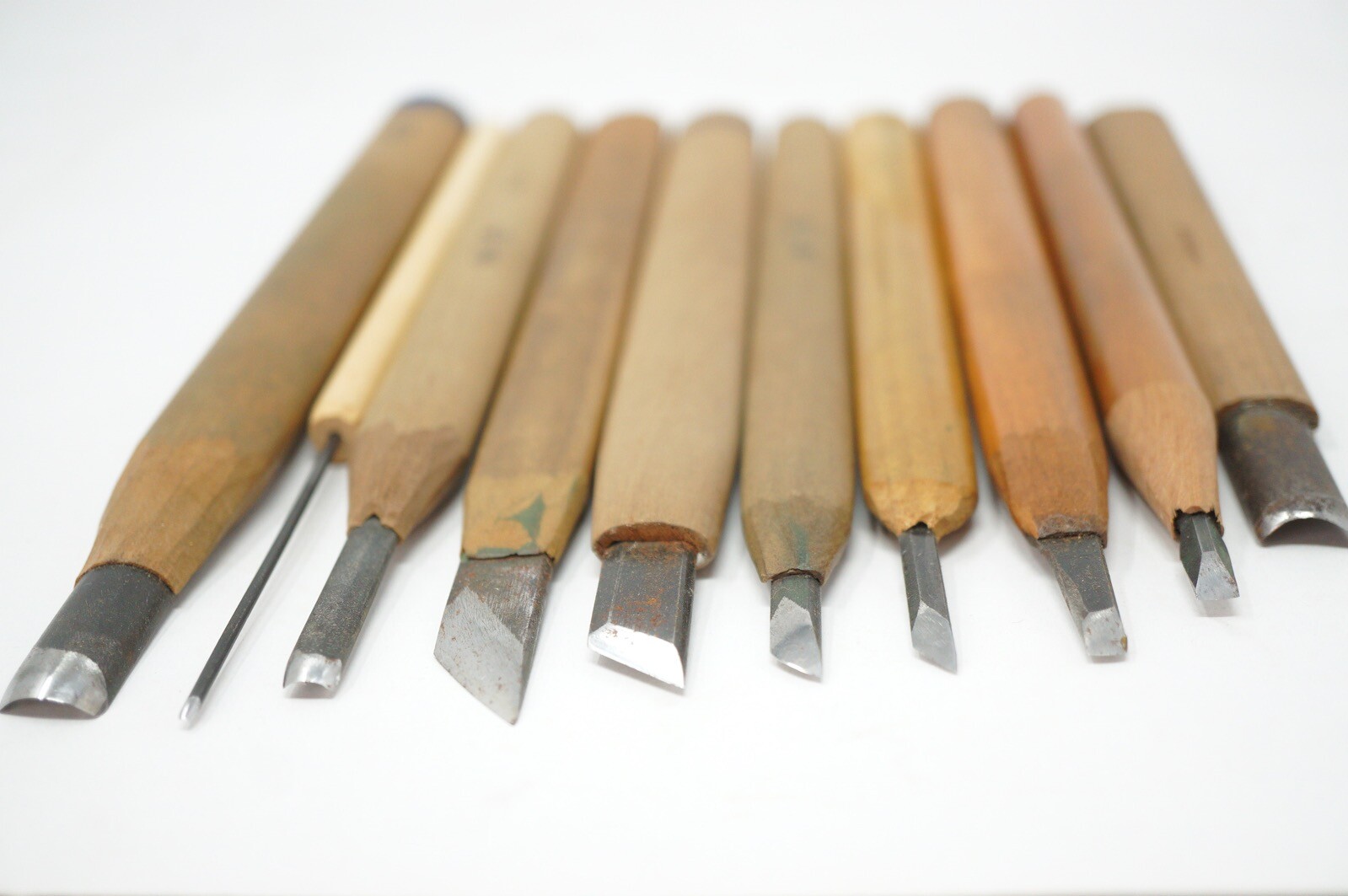 Vintage Wood Carving Knife Set 10 Tools Sharp and Original from Japan 1012D8