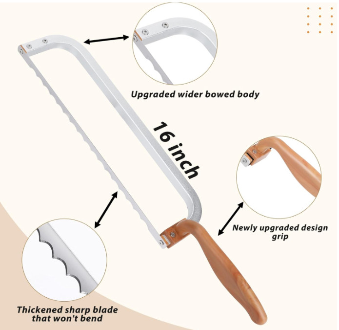 15.7 in Serrated Bread Slicer, Sourdough Bread Knife, Stainless Steel Bow Knife