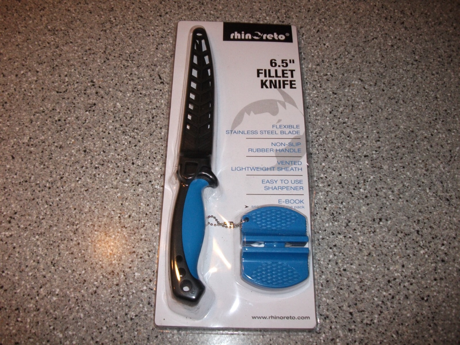 Rhinoreto – 6.5” Fish Fillet Knife Stainless Steel w SHEATH + SHARPENER