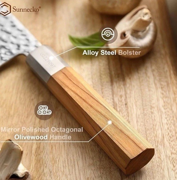 Sunnecko Japanese 7 Inch Santoku Knife Damascus Steel Meat Cutting Knife