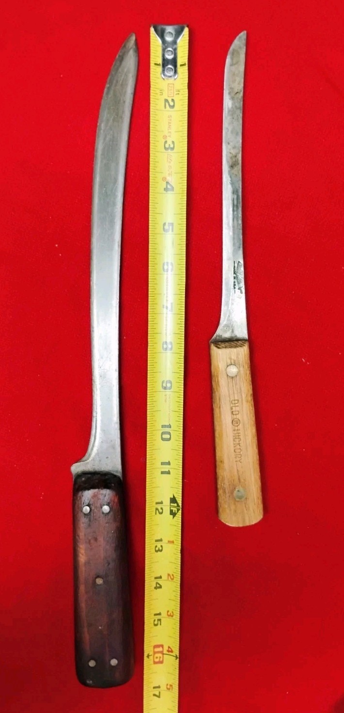 Vintage Russell & Ontario USA boning knives cooking processing 11″ & 8″ blades