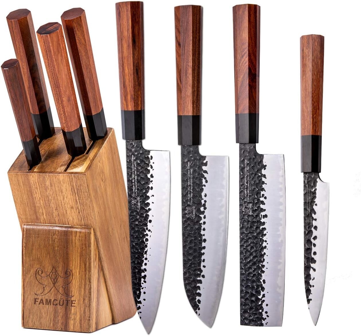 4-Piece Professional Japanese Knife Set – Forged 9CR18MOV Steel & Rosewood