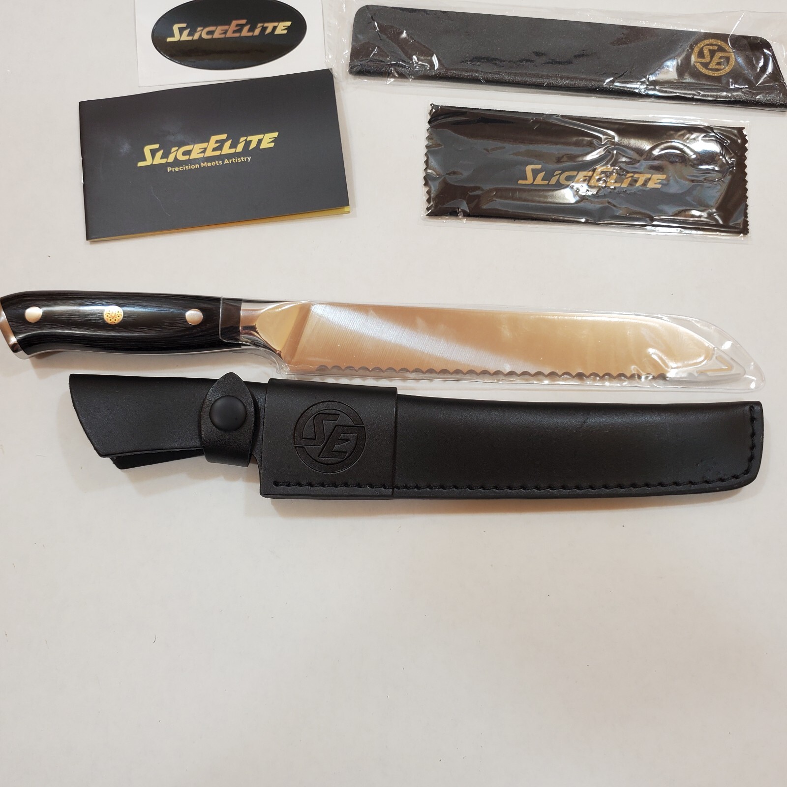 SliceElite 8” Bread Knife Serrated High Carbon German Steel Kitchen Sourdough