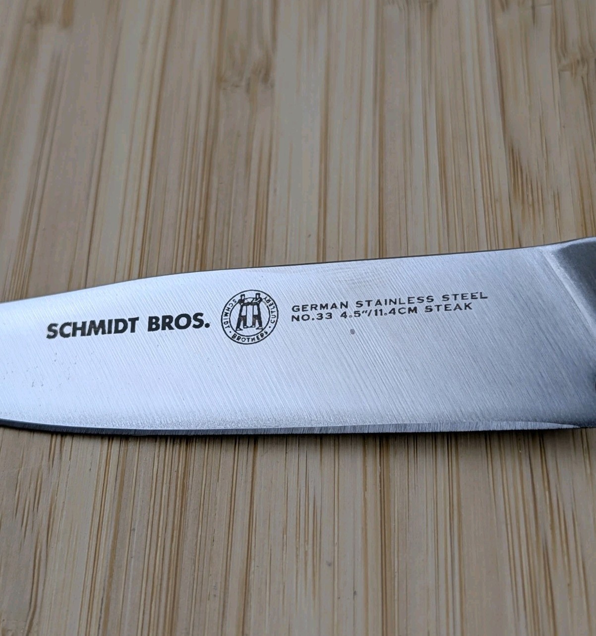 SCHMIDT BROS. 4pc DELTA Steak Knife Set, Ebonized Acacia Wood Handles, Gift Box