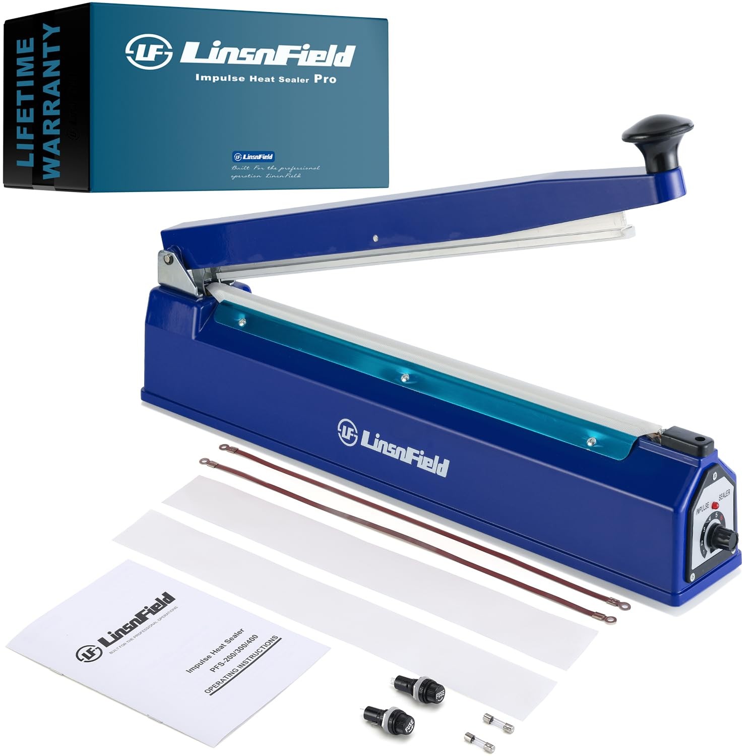 LinsnField Sealer Pro 8″ Impulse Heat Sealer 2mm Sealing Width Manual