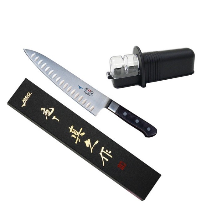 Japanese MAC Professional MTH-80 Chef Kitchen Knife & SR-2 Rollsharp Sharpener