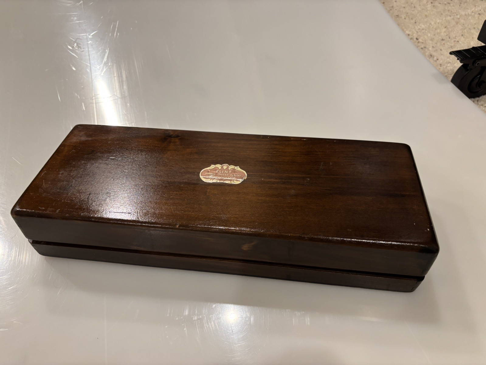 Vintage Flint Hollow Ground Cutlery Carving Set w/ Original Wood Box