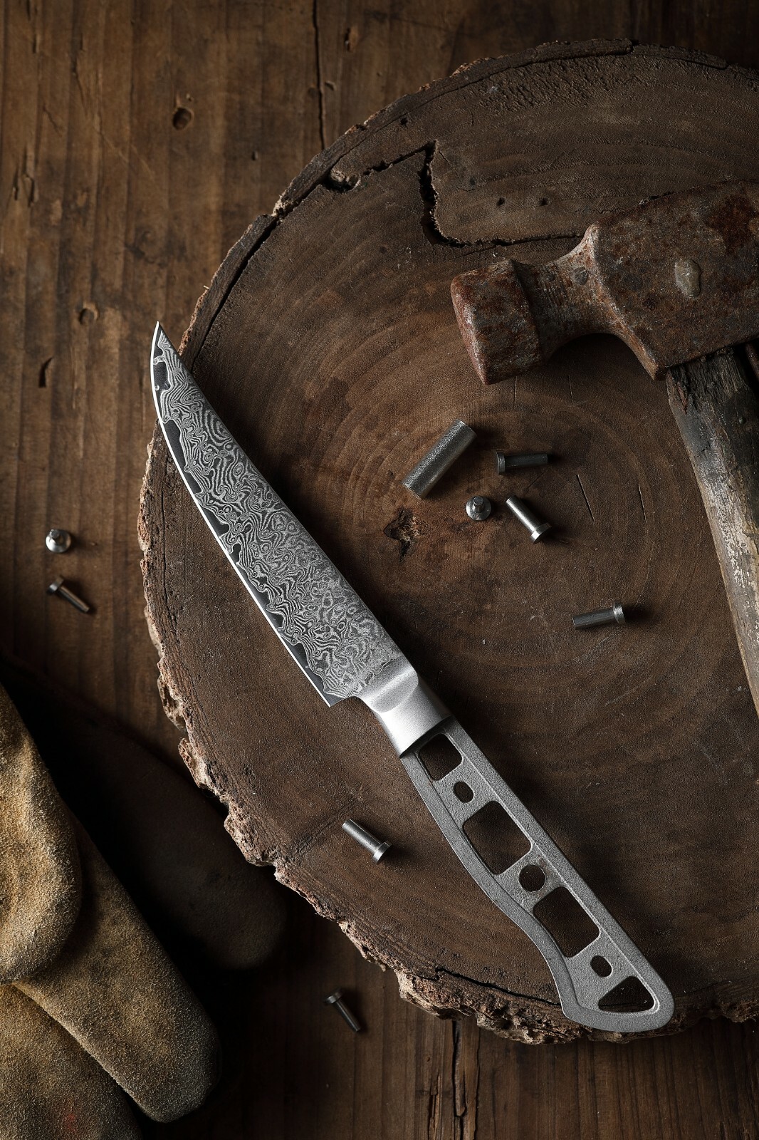 Katsura AUS-10 Japanese Damascus 4.5-in Steak Knife Blank Blade Non-Serrated