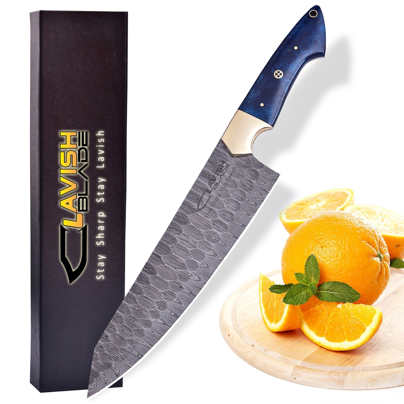 CUSTOM HANDMADE FORGED DAMASCUS STEEL CHEFS KNIFE KITCHEN KNIFE WITH GIFT BOX