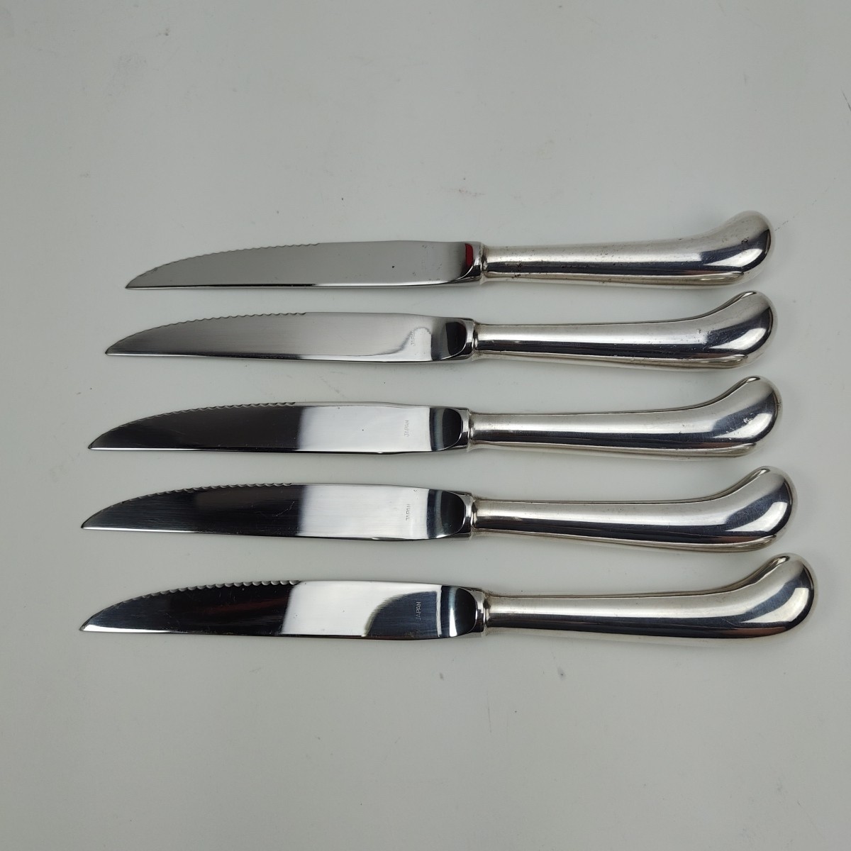 Vintage Eales 1779 Silver Plated Steak Knife Set of 5 Hallow Handle w/ Box Japan