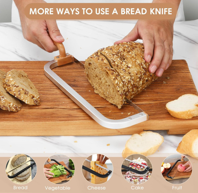 15.7 in Serrated Bread Slicer, Sourdough Bread Knife, Stainless Steel Bow Knife