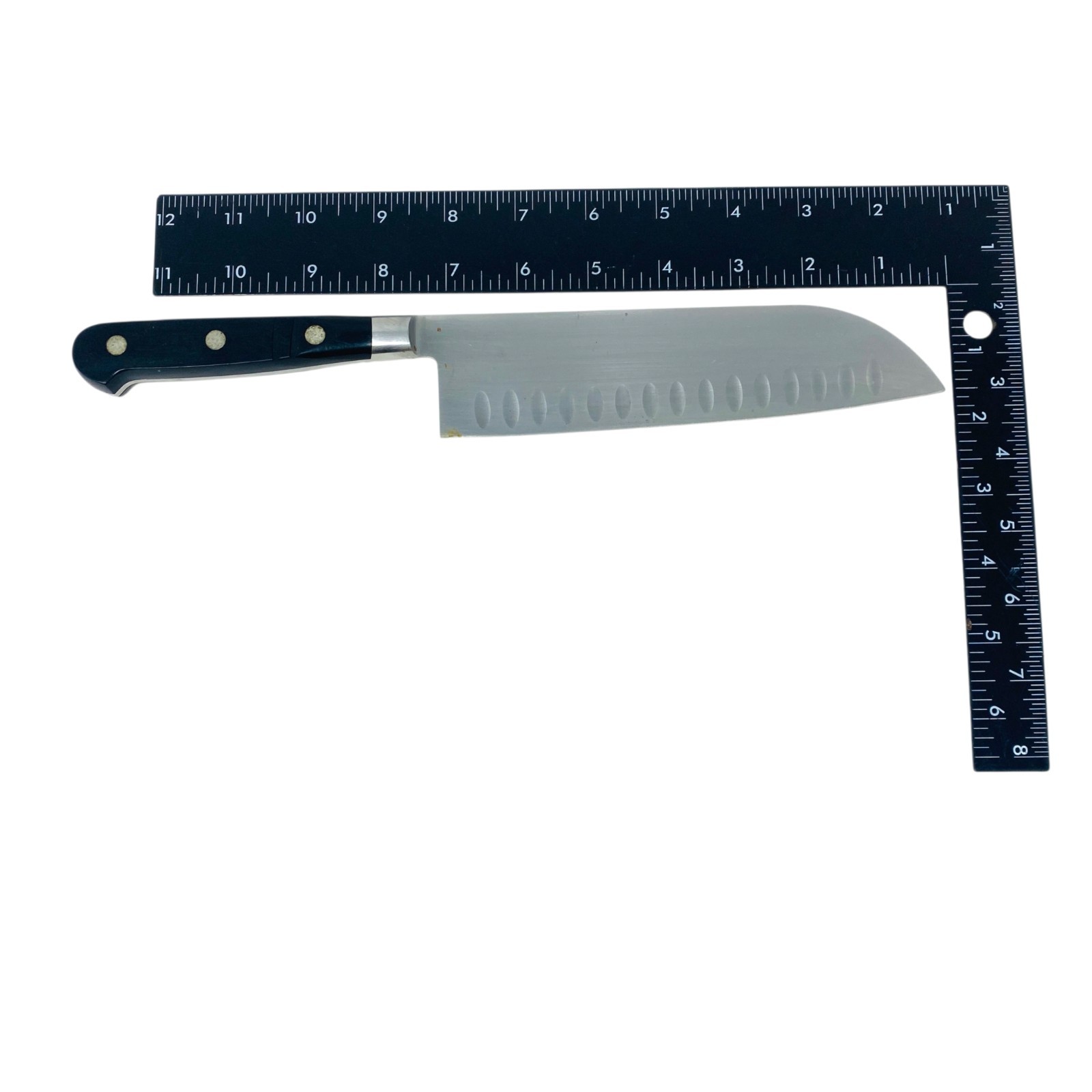 J.A. Henckels International Spain Santoku Knife 7 Inch Hollow Edge Black Handle