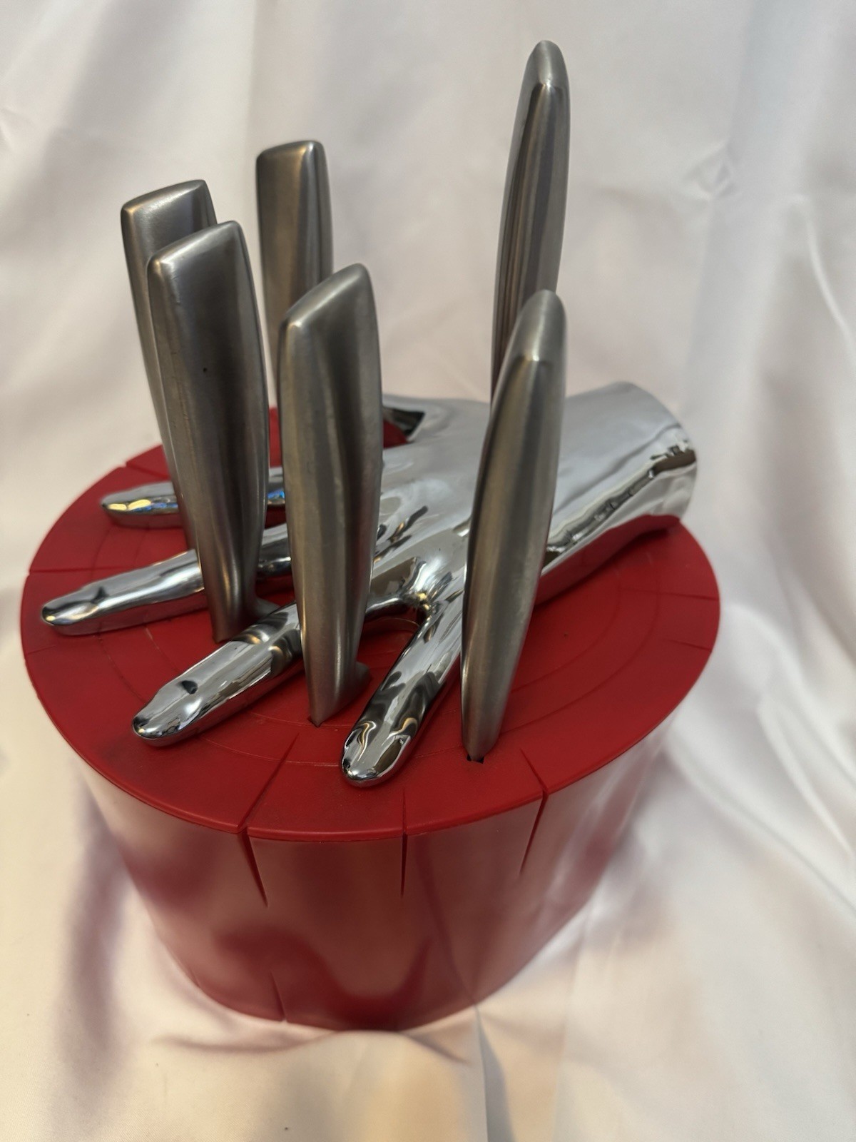 BIG, RARE & BEAUTIFUL, 100% SOLID STEEL HAND & 6 KNIVES BY RAFFAELE IANNELLO!!