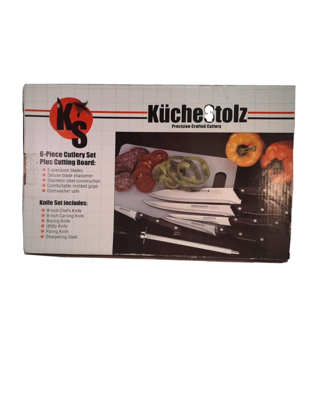 NEW Kuchenstolz Cultery Precision Crafted 6 Piece Set Plus Cutting Board B-2