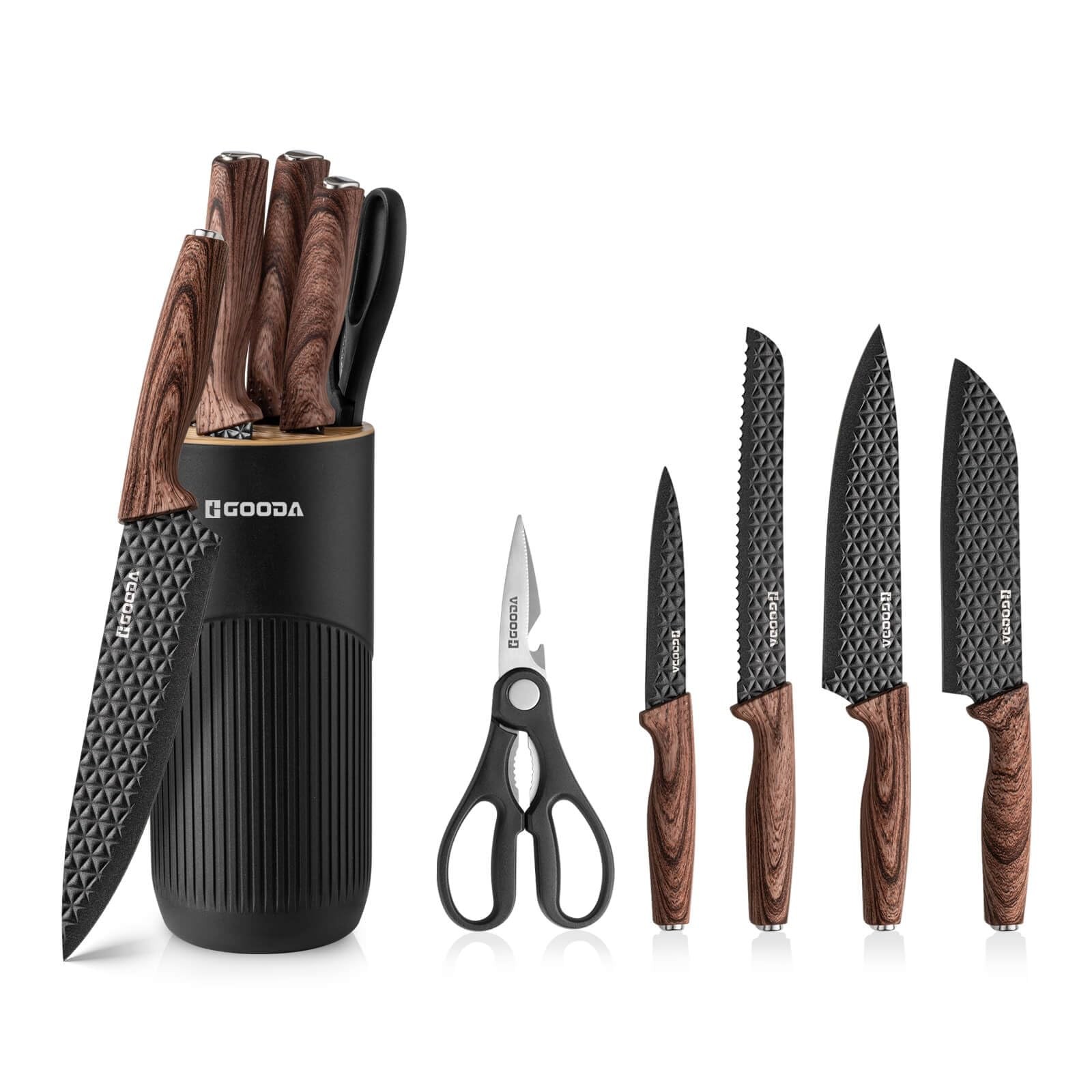 Kitchen Knife Set With Block,6-Piece Professional Chef Cooking Knives Set For…
