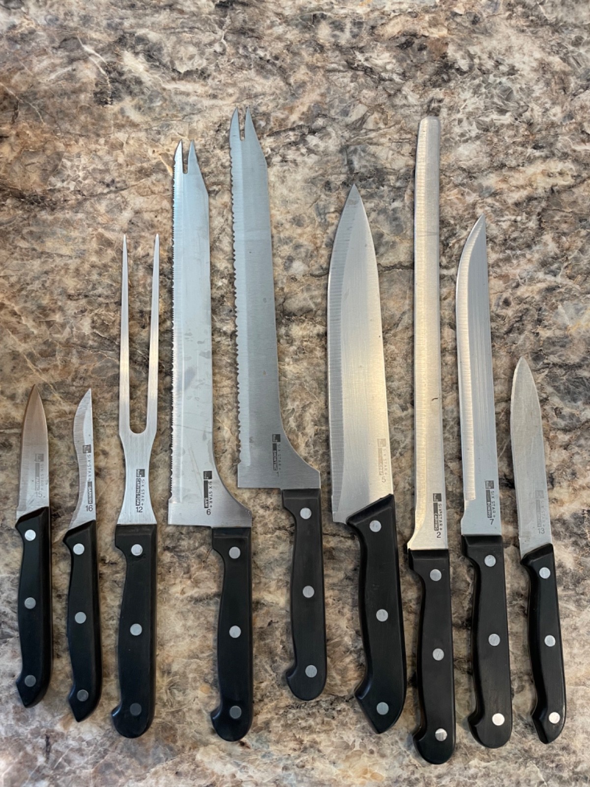 9 Ronco Six Star Knives Carving Chef Garnish Utility Saw 1/2/5/6/7/12/13/15/16