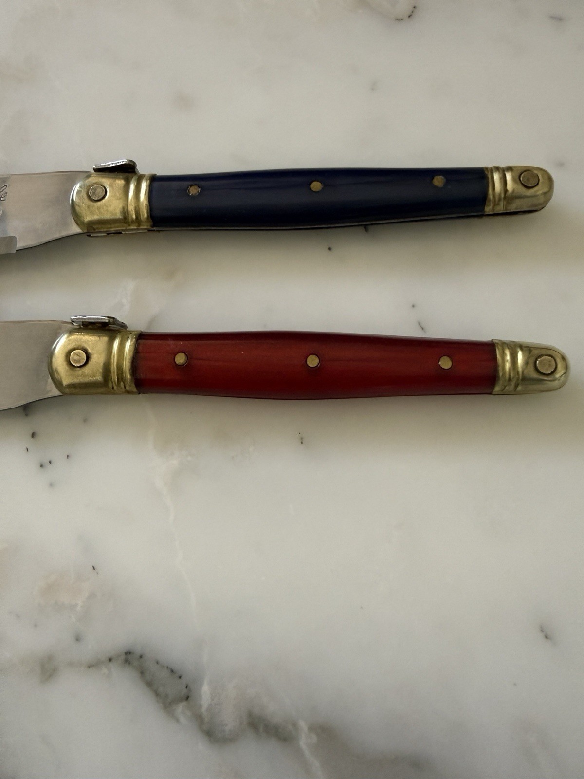 Laguiole Inox 6″ Spreader Knife Set of 2 Blue/Red France