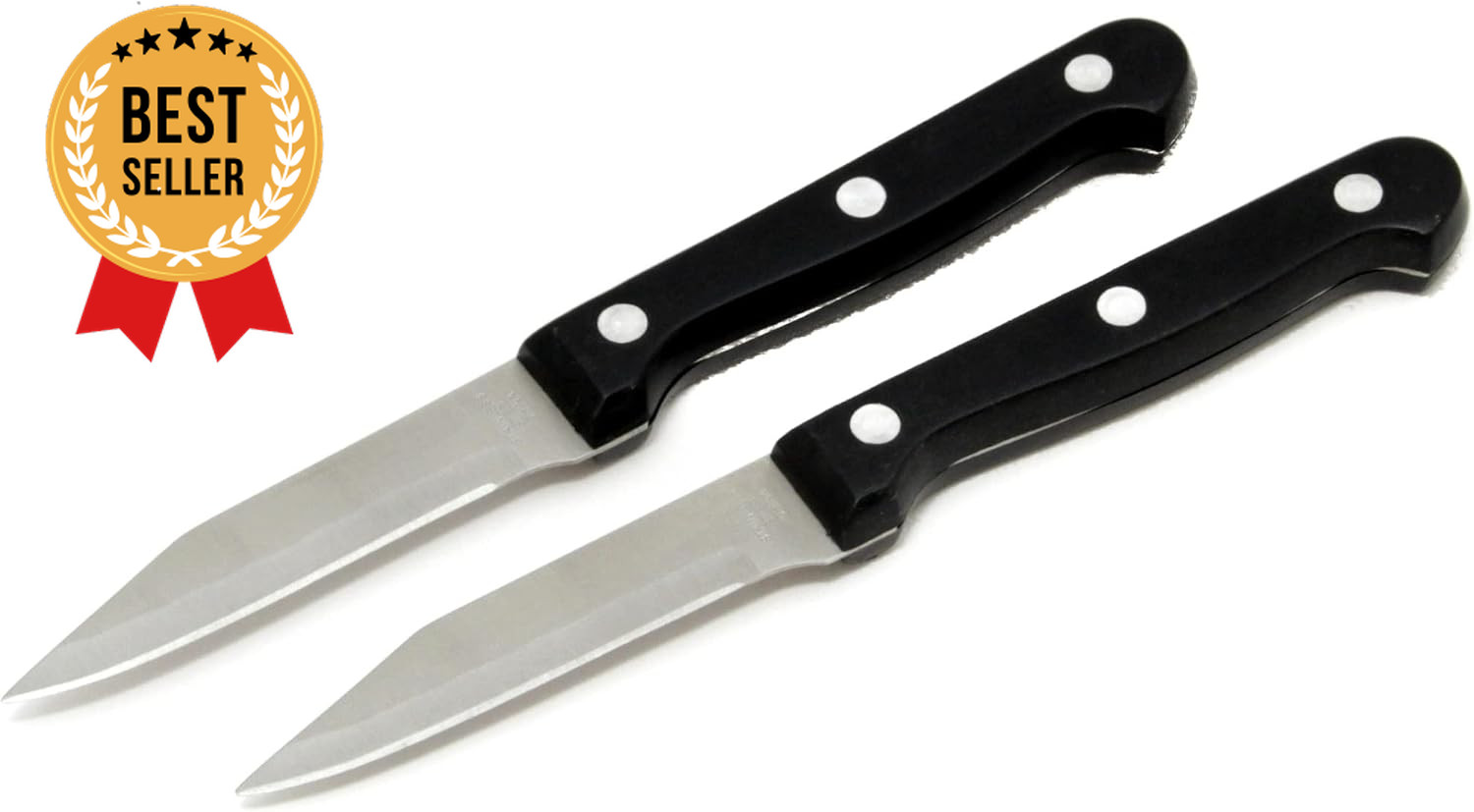 2pc Paring Knife Set 9.5 Inch Stainless Steel Black Kitchen Knives