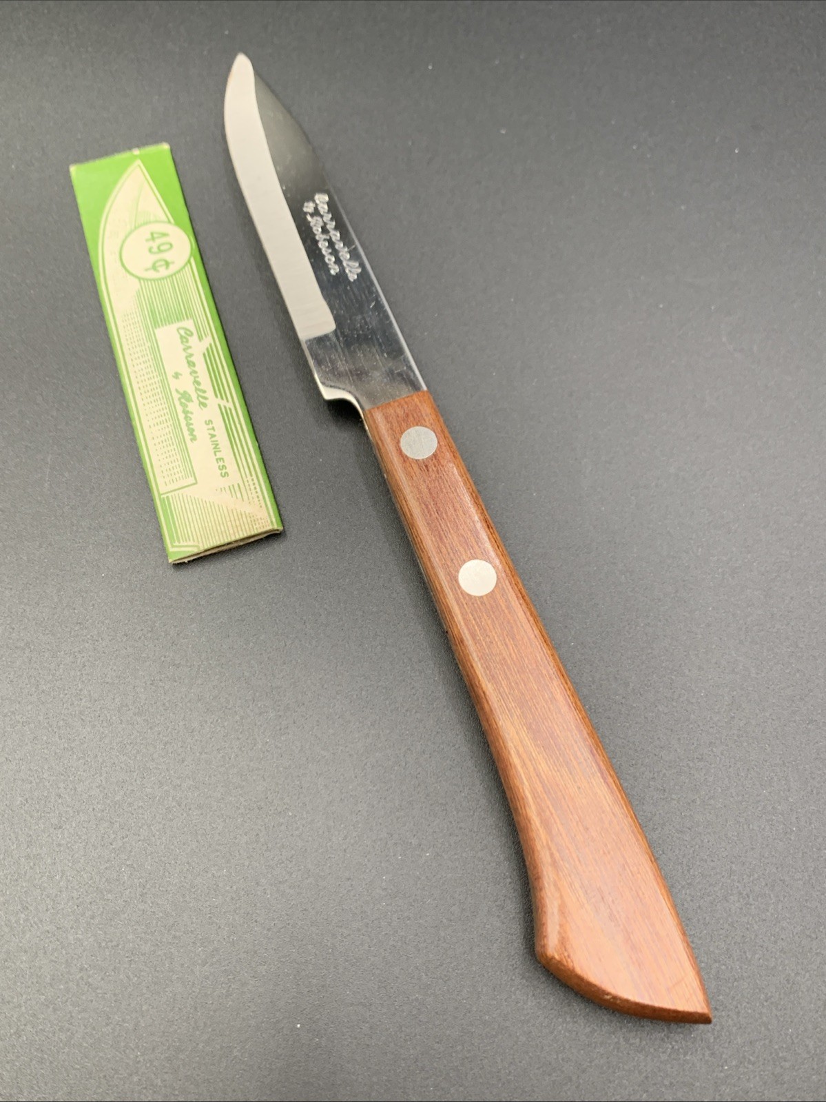 Vtg ROBESON Paring Knife 3-1/4″ Blade 7-3/8″ Total Length Wood Handle U.S.A.