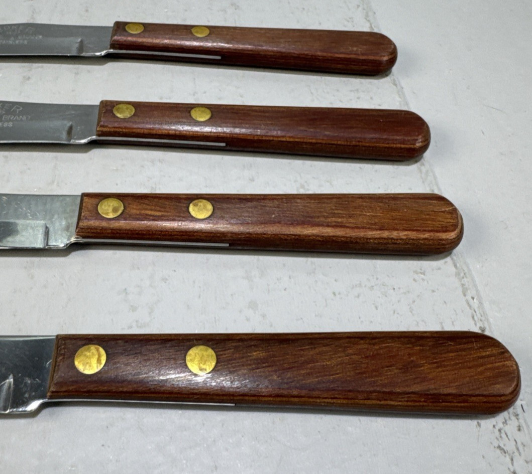 Vintage Boker Tree Brand Steak Knives Set of 4 with Wood Handles