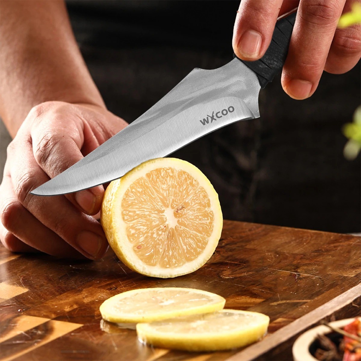 WXCOO Kitchen Knife Set with Cover 1-5pcs Stainless Steel Hand Forged Butcher Me