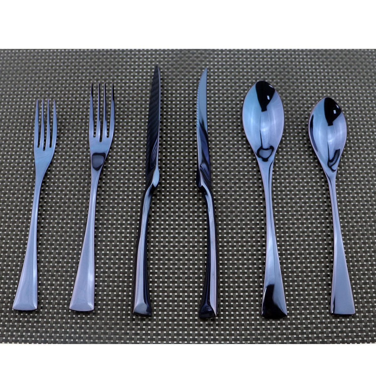 Flatware Set 18/10 Stainless Steel Mirror Polished Blue Cutlery – Silverware …