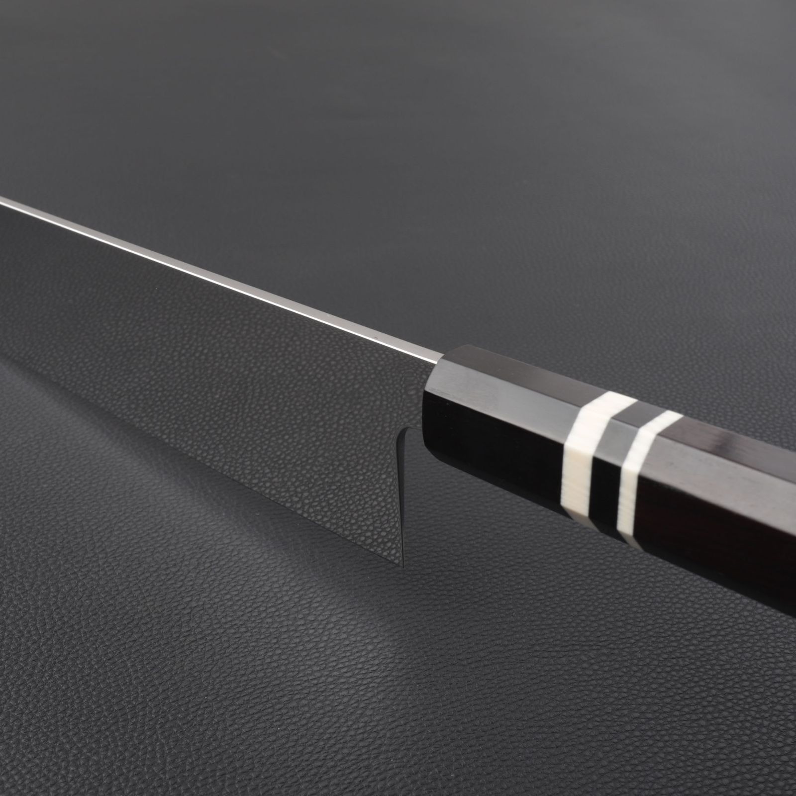 Japanese Gyuto Chef Knife 330mm Mirror Polished MKV10 Steel Ebony 3Line Handle