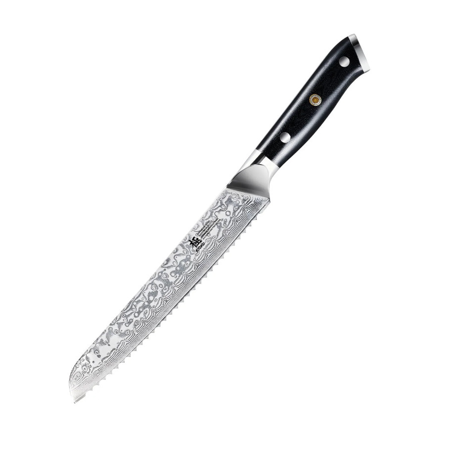 8″ Bread Knife VG10 Damascus Steel Silver-ion Coating | Gin Series