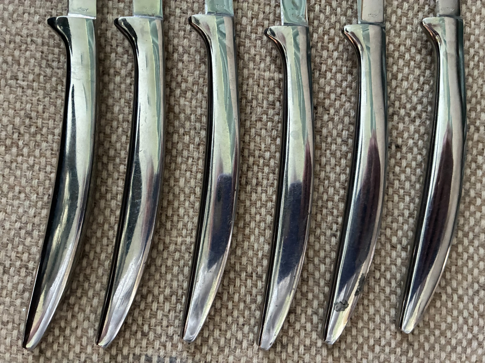 Vintage GRIFFON Italian Polished Stainless Steel Steak Knife Set – 6 Knives