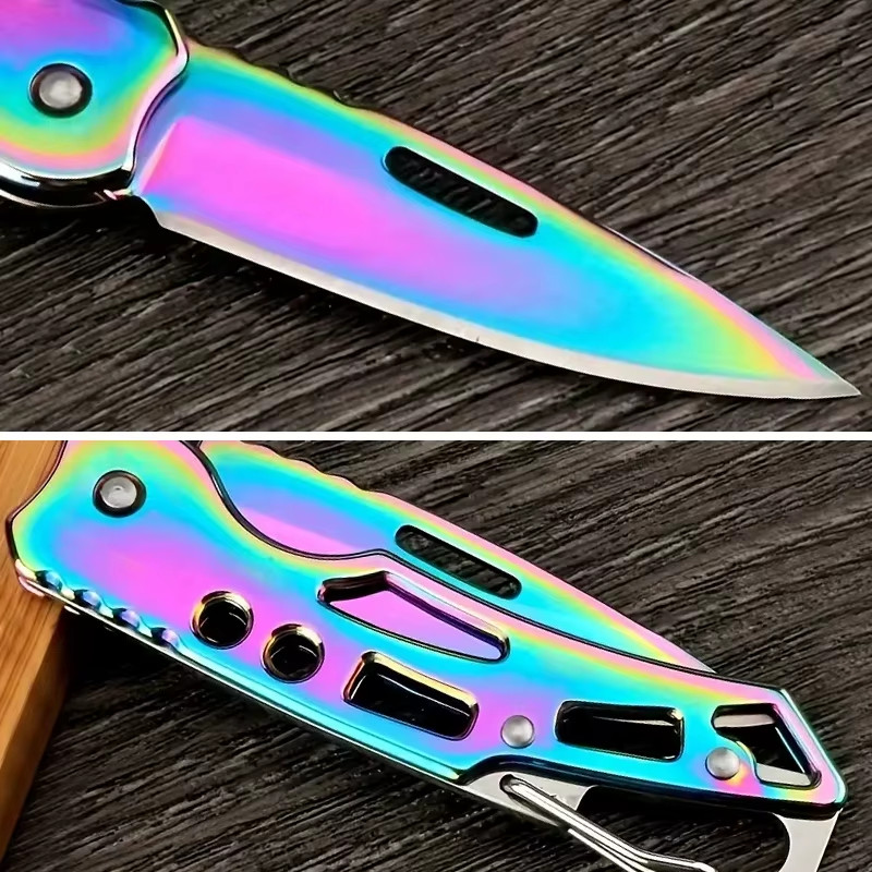 Stainless Steel Folding Kitchen Knife Non Slip Handle Portable Utility Cutter