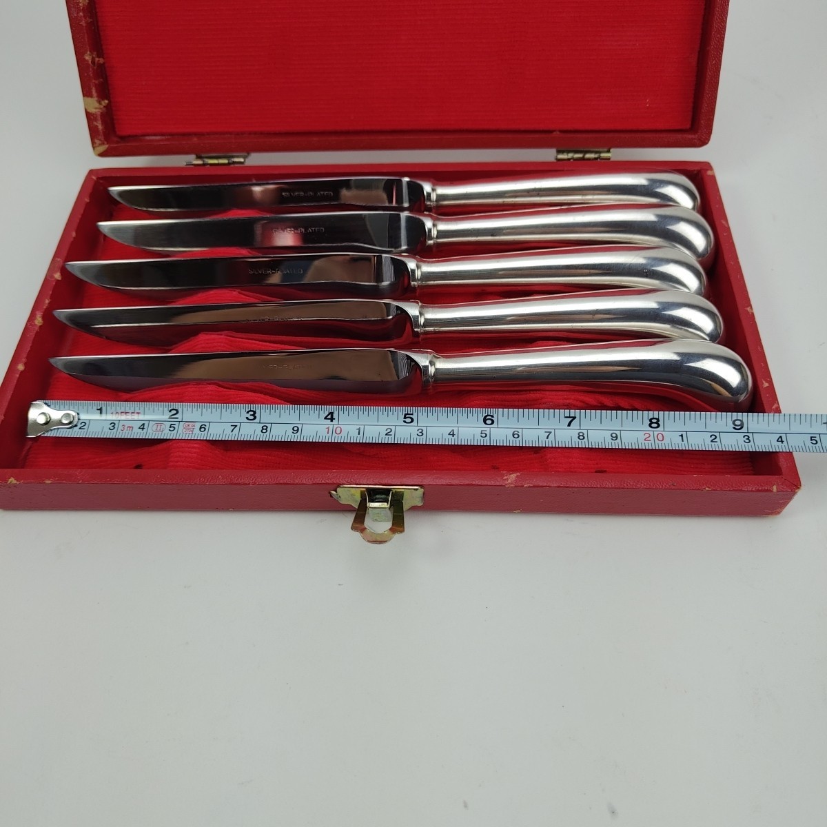 Vintage Eales 1779 Silver Plated Steak Knife Set of 5 Hallow Handle w/ Box Japan
