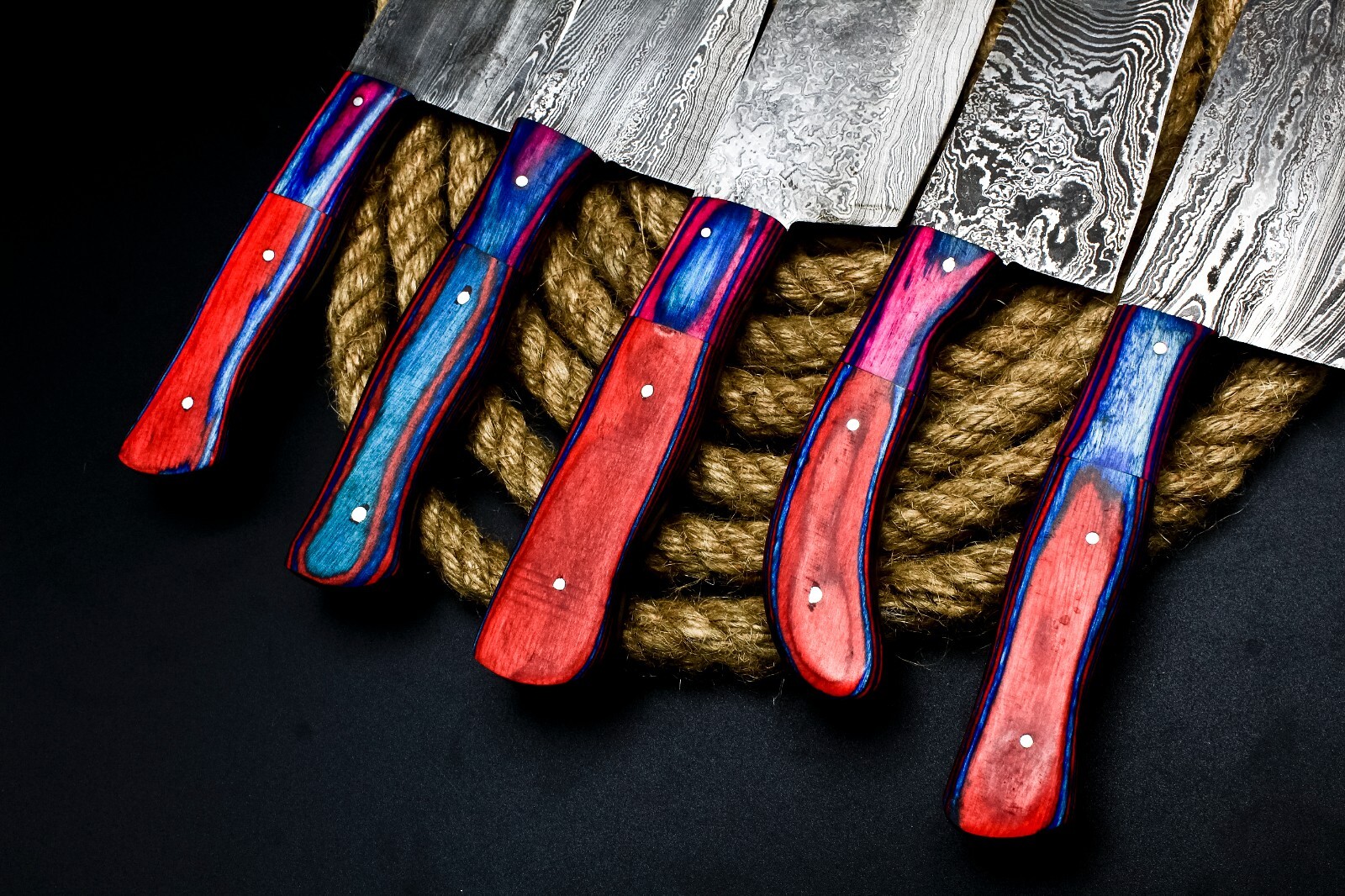 CUSTOM HANDMADE FORGED DAMASCUS STEEL CHEF KNIFE KITCHEN CHEF KNIVES SET