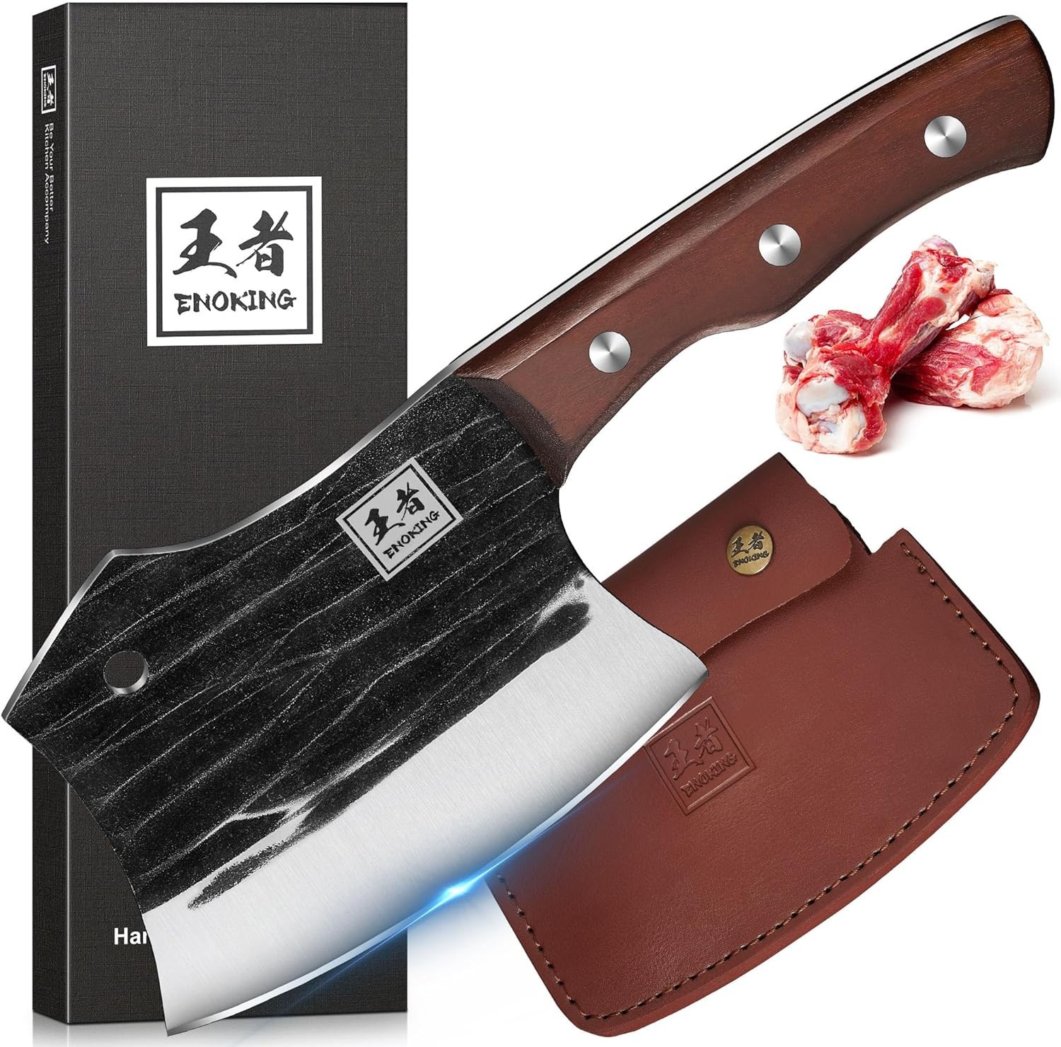 5.7″ Bone Cleaver Knife, Heavy-Duty Butcher Knife with Full Tang Hand-Forged …