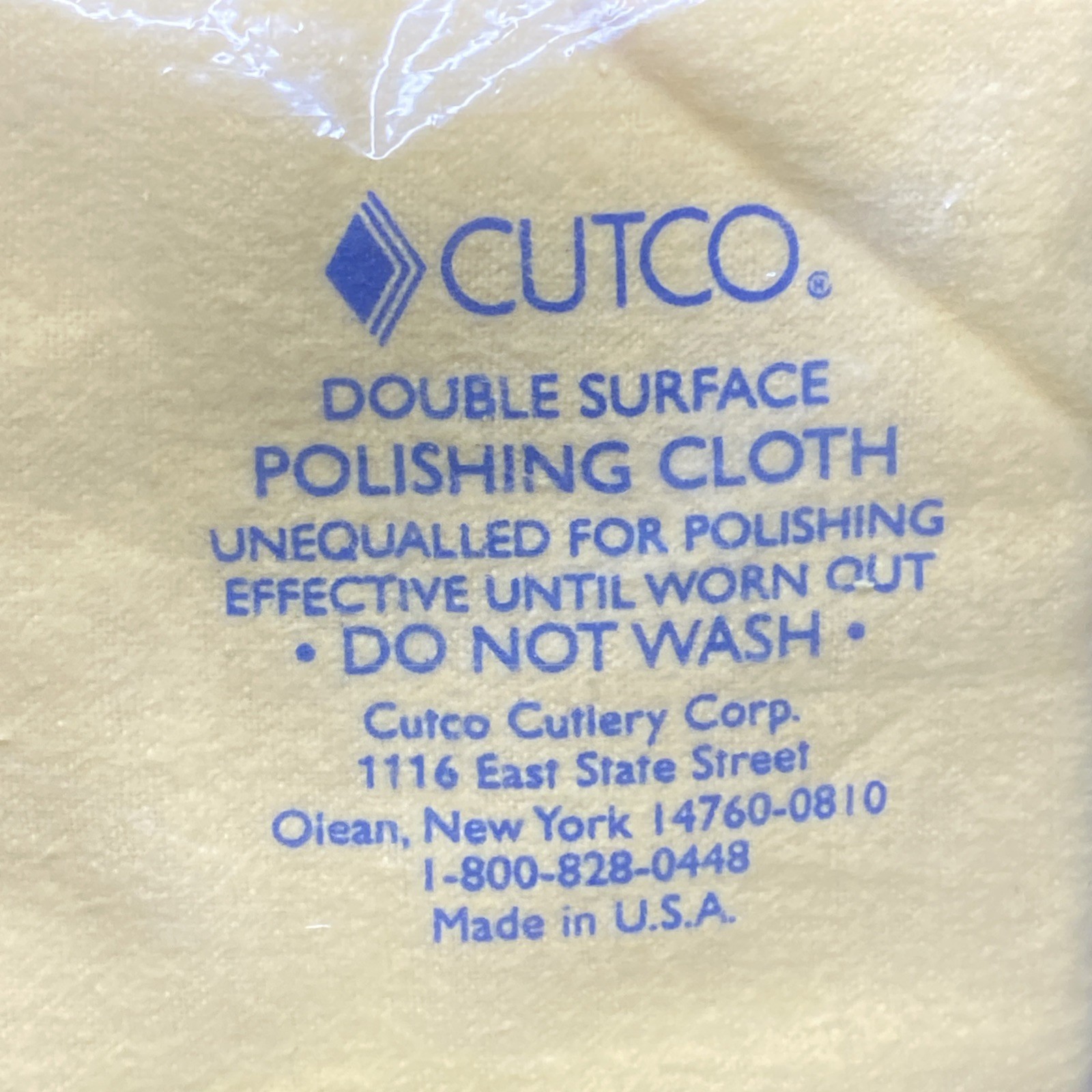 14” x 15” Cutco Cutlery Knives Double Surface Polishing Cloth Yellow USA Vtg EC