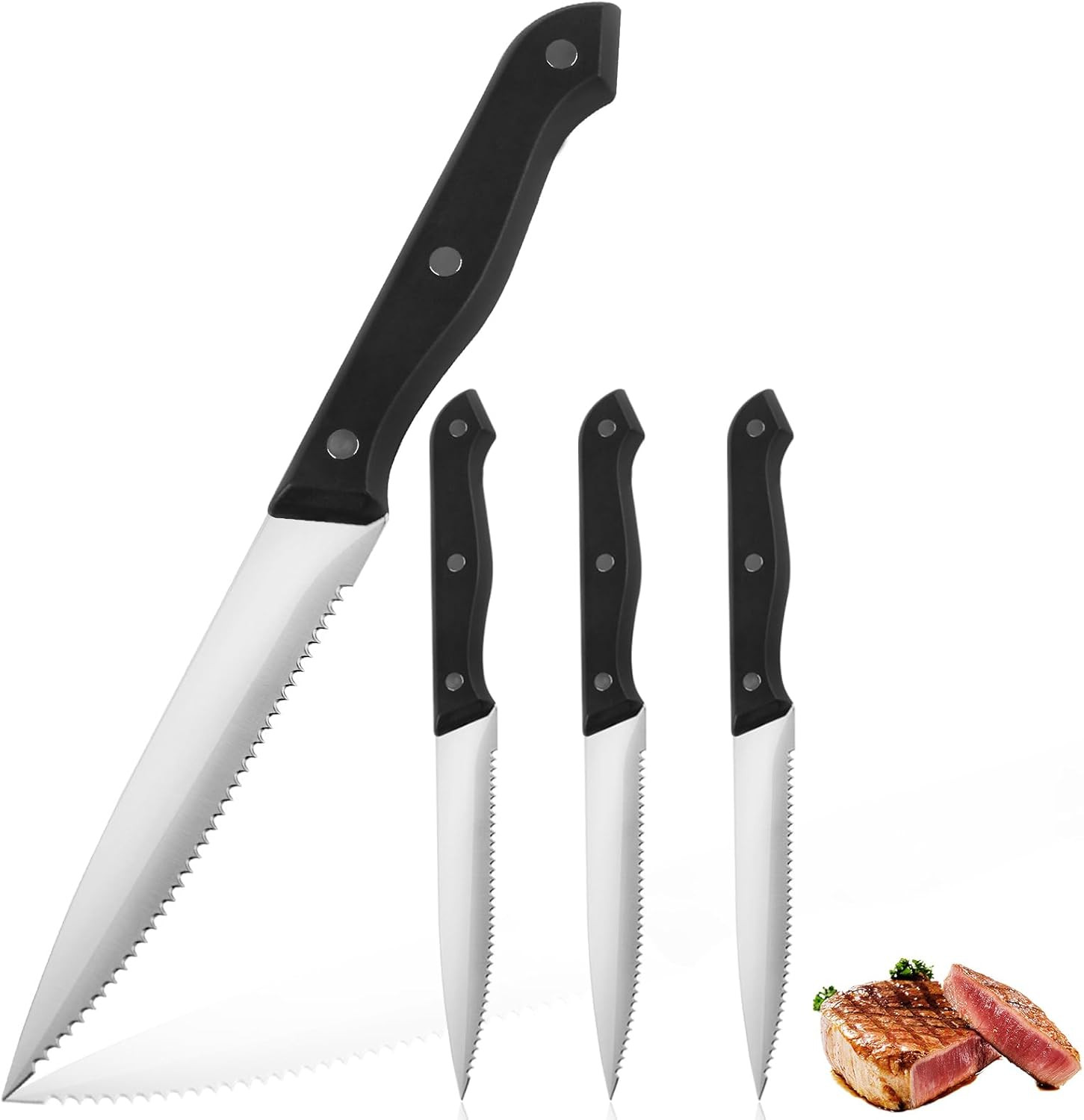Steak Knives Set, Premium Stainless Steel Steak Knives Set of 4, Lightweight & D