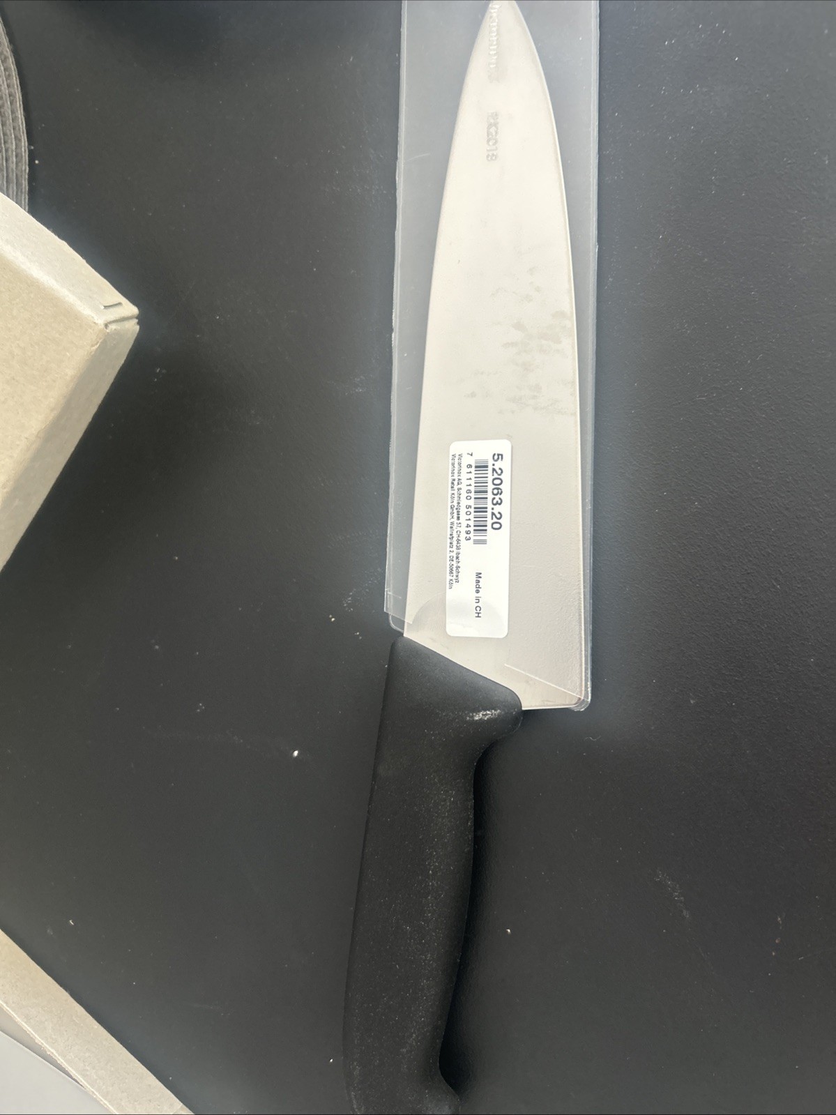 Victorinox Swiss Army 5.2063.20 Black Fibrox Pro Straight Chef Kitchen Knife 8″